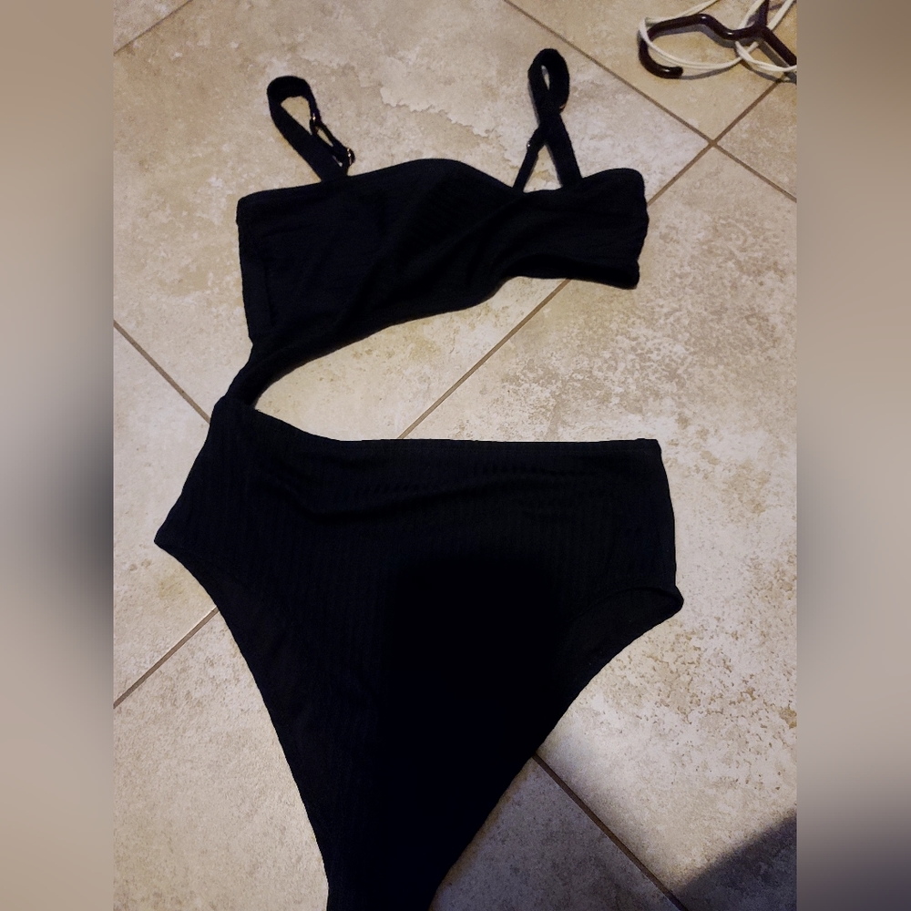 Black one piece bathing suit